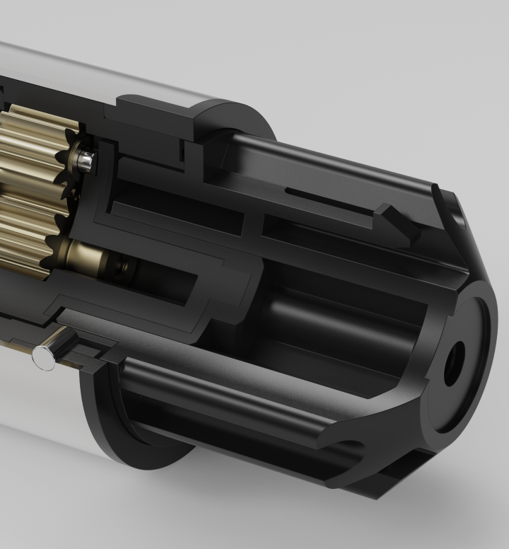Cutaway view of a Luna motor mechanism